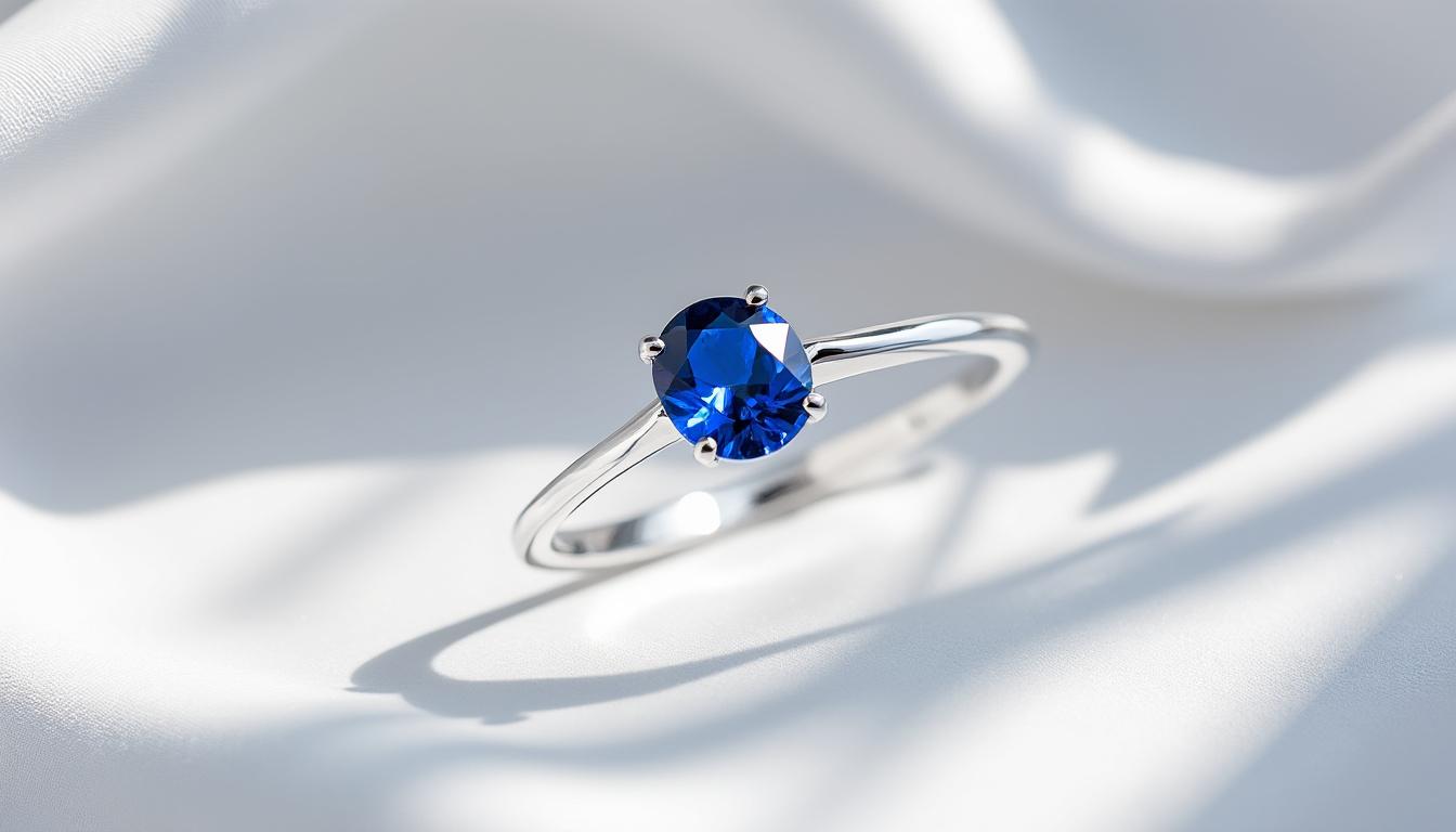 découvrez comment l’alliance de l’or blanc et du saphir crée une bague élégante et raffinée, qui marie sobriété et touche de couleur sophistiquée.